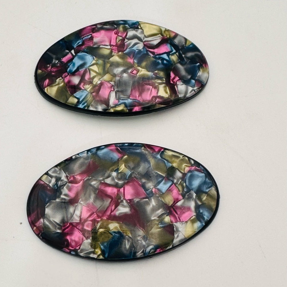 Vintage French Lucite Shoe Clips: Pearlescent Mod Fashion, 60s 70s Glamour